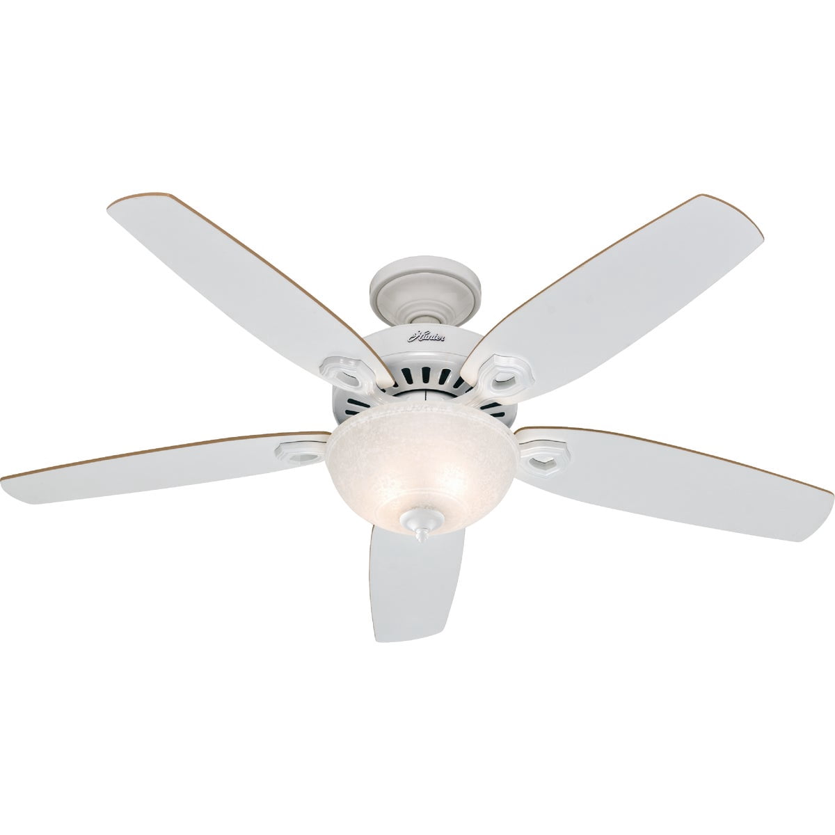 Hunter Fan Company 53089 Builder Deluxe Indoor Ceiling Fan with LED Light and Pull Chain Control, 52", White Finish