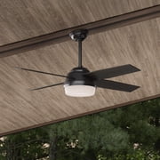 Hunter 52 inch Outdoor or Indoor Ceiling Fan with LED Light and Remote Control - Black Ceiling Fan, Standard Mount, 4 Blades, For Patio, Porch, Garage, or Living Room - Dempsey 59251, Matte Black