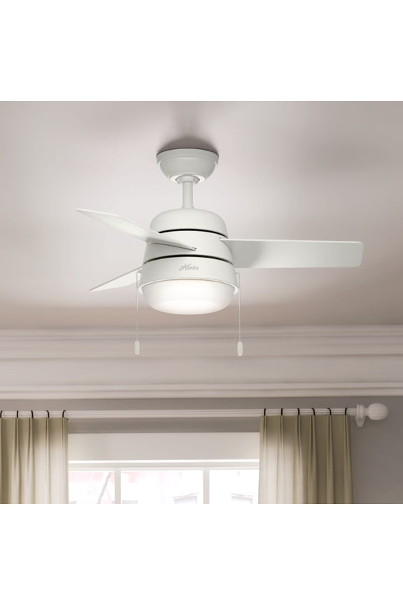- Aker Indoor Ceiling Fan With Light, 36-inch, Fresh White, Modern-style, 3-speed WhisperWind Motor, 59301, for Living Rooms, Bedrooms