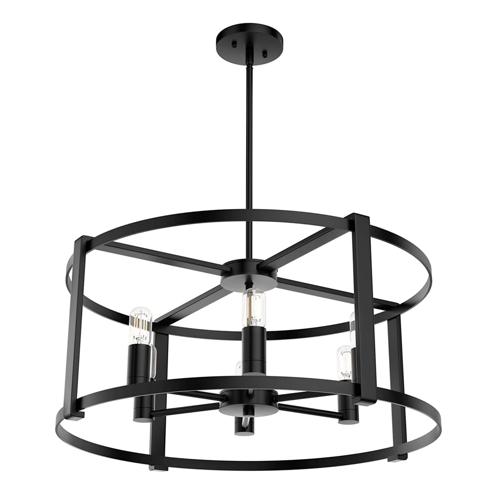 Astwood 26" Matte Black Art Deco Drum Chandelier