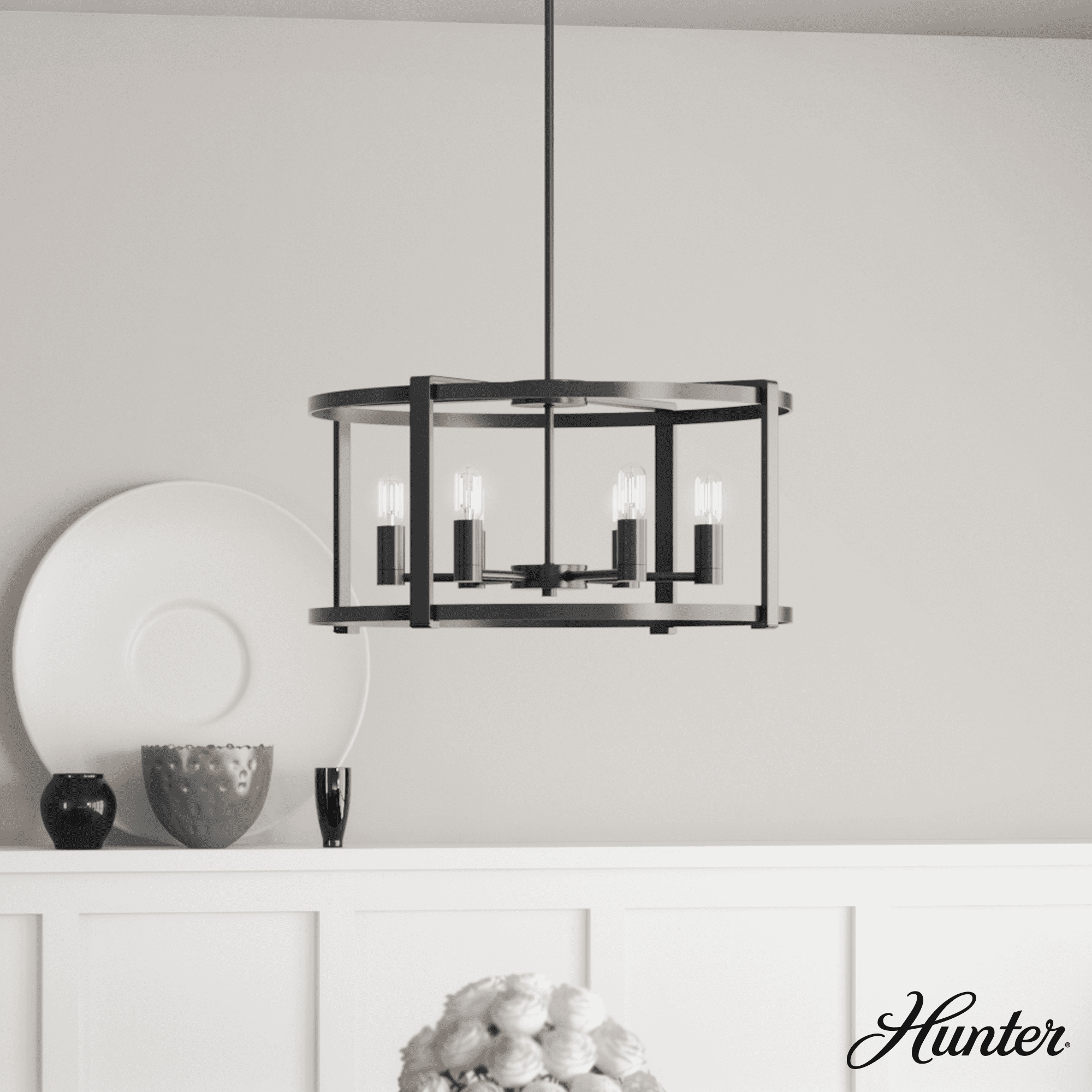 Astwood 26" Matte Black Art Deco Drum Chandelier