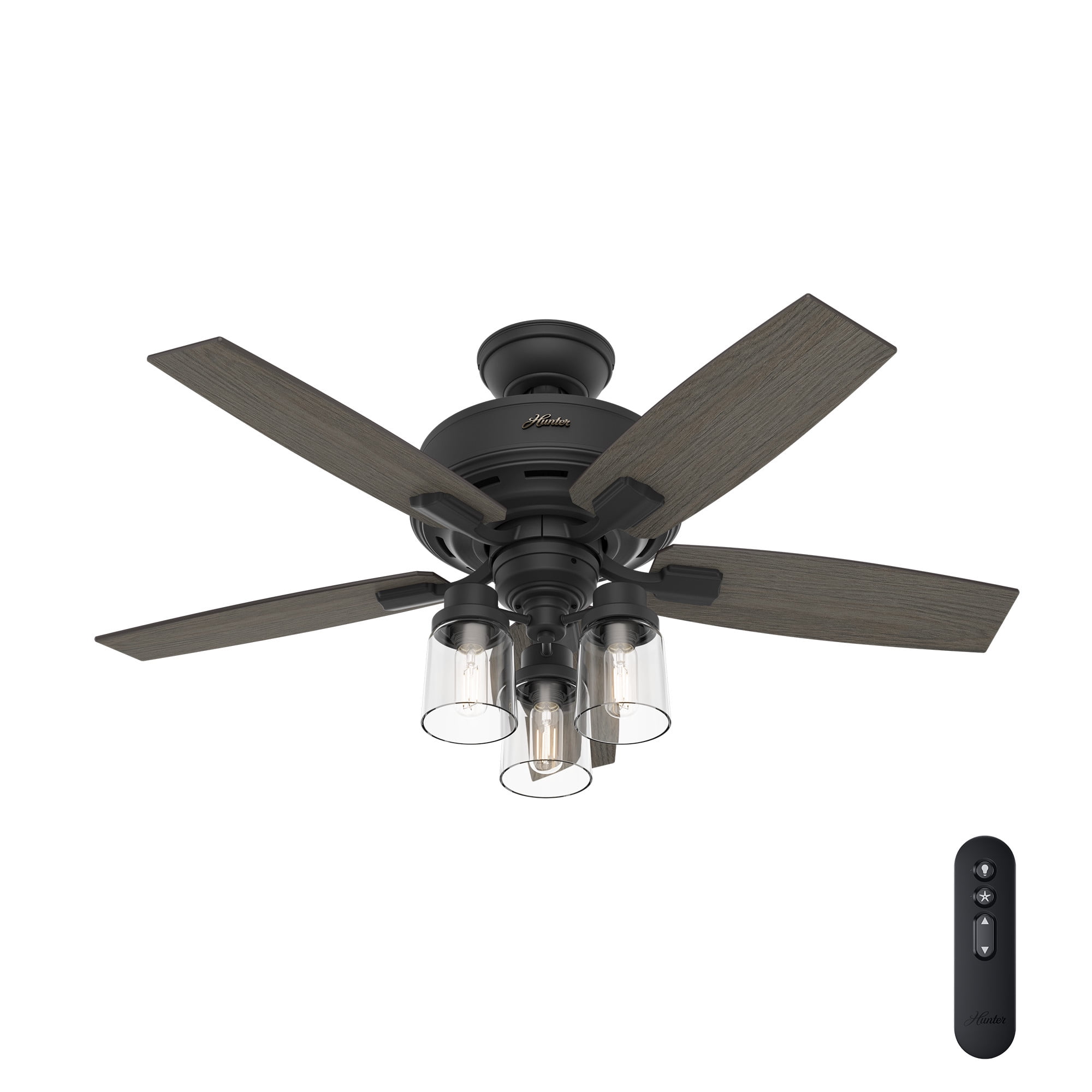 Bennett 44" Matte Black Low Profile Ceiling Fan with LED Light & Remote