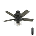 thumbnail image 1 of Hunter - Bennett Indoor Ceiling Fan With Light, Remote, 44-inch, Matte Black, Transitional-style, 3-speed WhisperWind Motor, 50416, for living rooms, bedrooms, home offices, kitchens, 1 of 15
