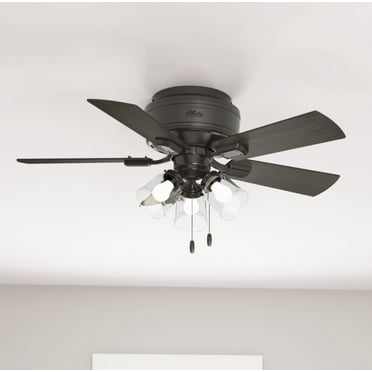 Hunter - Crestfield Indoor Low Profile Ceiling Fan With Light, 42-inch, Noble Bronze, Casual-style, 3-speed WhisperWind Motor, 52153, for living rooms, bedrooms, home offices, kitchens