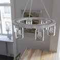 thumbnail image 1 of Hunter - Devon Park 6-light Brushed Nickel, Large Chandelier, Dimmable, Rustic Style, Wagon Wheel Shaped, for Bedrooms, Dining, Living Rooms - 19211, 1 of 9