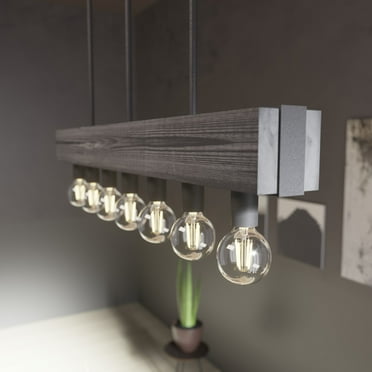 Hunter - Donelson 7-light Natural Black Iron, Extra Large Chandelier, Dimmable, Transitional Style, Linear Shaped, for Bedrooms, Kitchens, Dining, Living Rooms - 19057