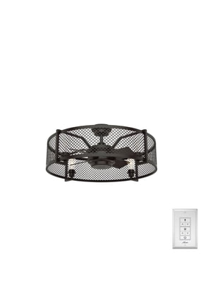 23 inch Indoor Caged Ceiling Fan with LED Lights - Farmhouse Ceiling Fan, Standard Mount, 4 Blades, Wall Control, For Bedroom, Dining or Living Room, or Kitchen - Fennec 50724, Noble Bronze