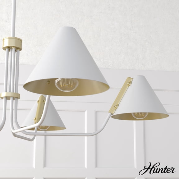 Hunter - Grove Isle 5-light Matte White, Extra Large Chandelier, Dimmable, Modern Style, Pharmacy Shaped, for Bedrooms, Dining, Living Rooms - 19196