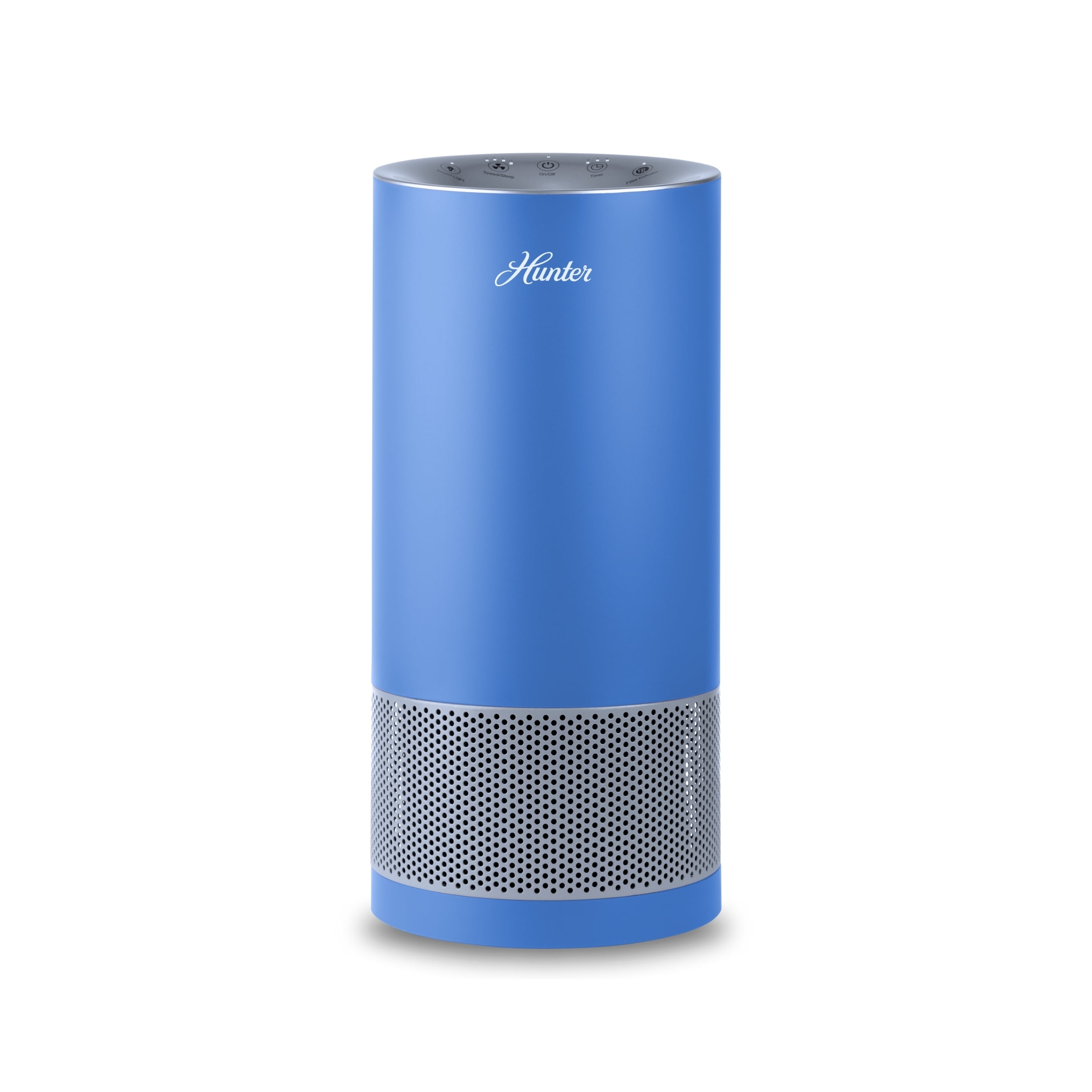 Hunter HP400 Round Air Purifiers for Home, Air Purifier Tower for Pets, Odors, Allergens, Smoke, Dust, VOC's. Air Purifiers for Bedroom and Small Room, Denim & Silver