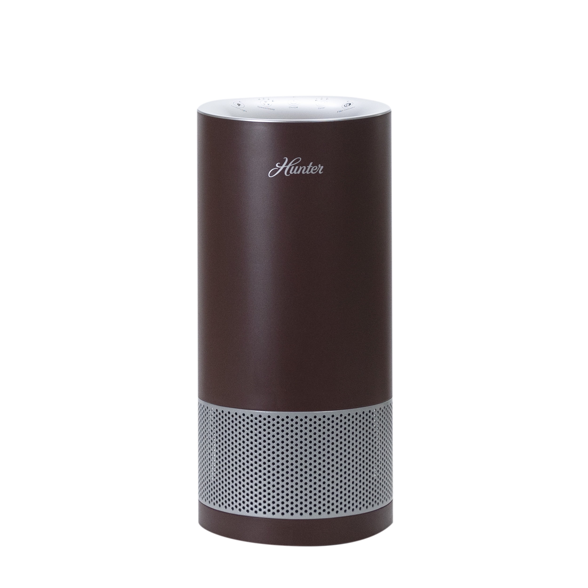 Bronze and Silver Cylindrical Tower Air Purifier with HEPA Filter