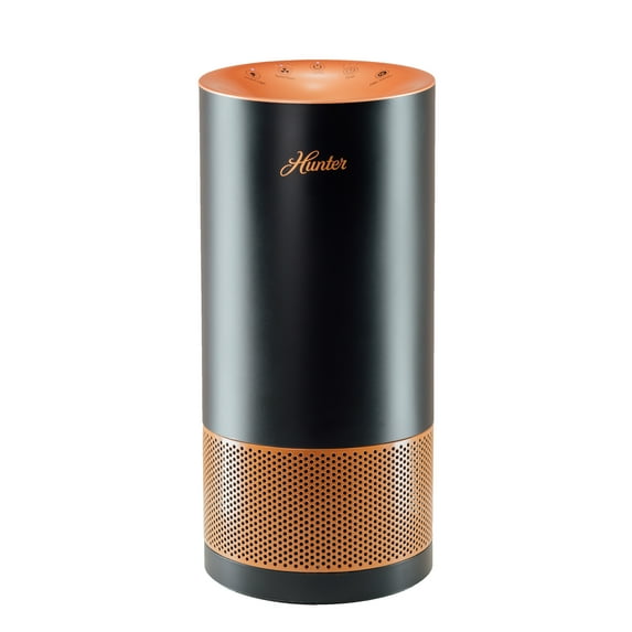 Hunter Fan Company HP400 Round Tower Air Purifier for Small Rooms, Featuring True HEPA Filtration and EcoSilver® Pre-Filter for Allergy and Asthma Relief