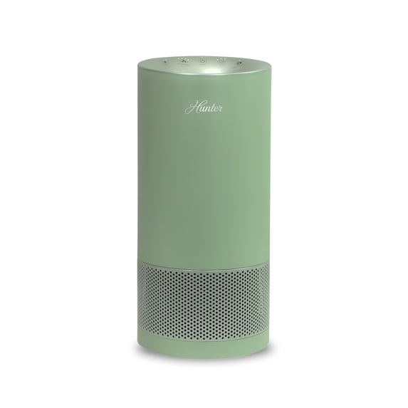 Hunter Fan Company HP400 Round Tower Air Purifier for Small Rooms, Featuring True HEPA Filtration and EcoSilver® Pre-Filter for Allergy and Asthma Relief