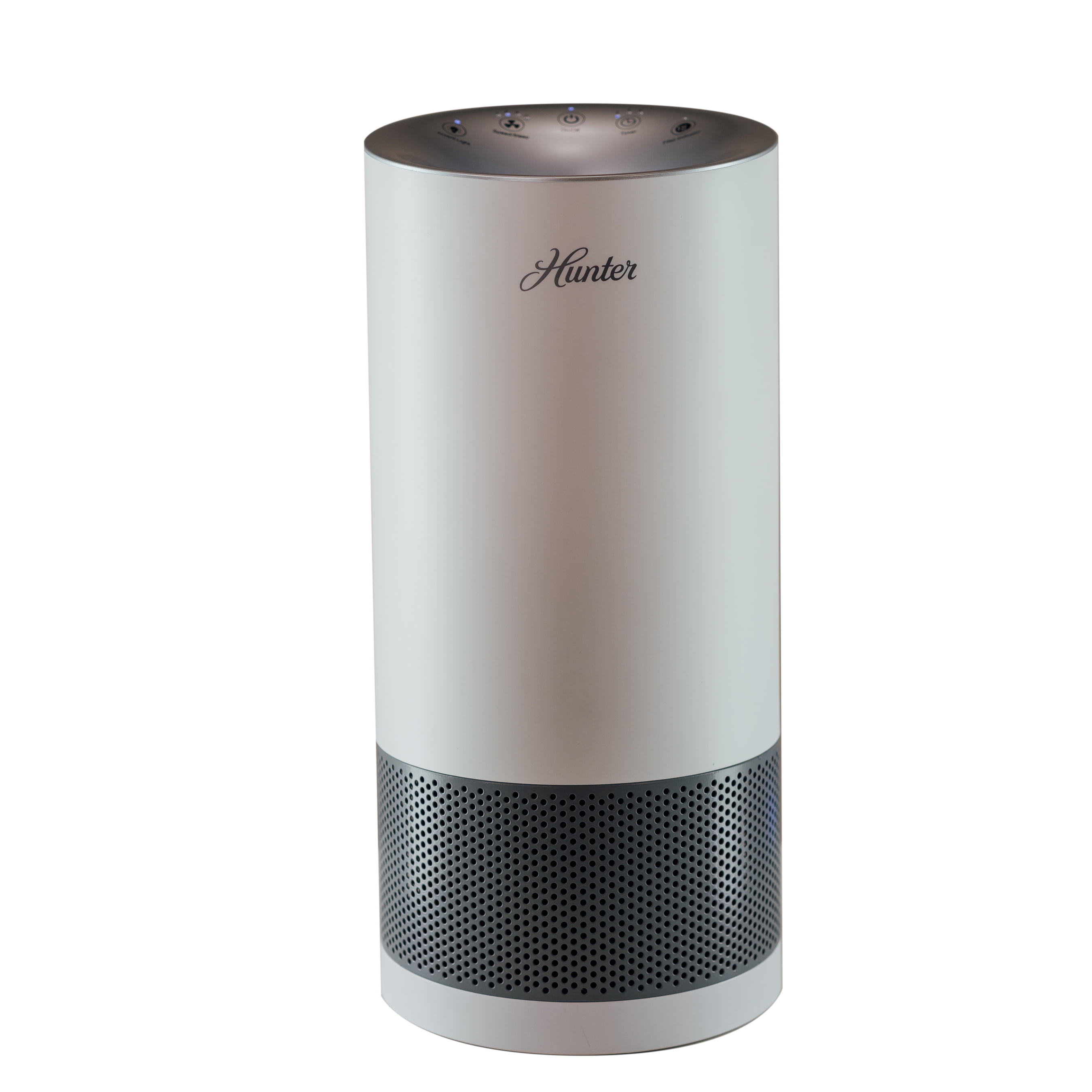 Hunter White and Gray Round Tower Air Purifier with HEPA Filtration