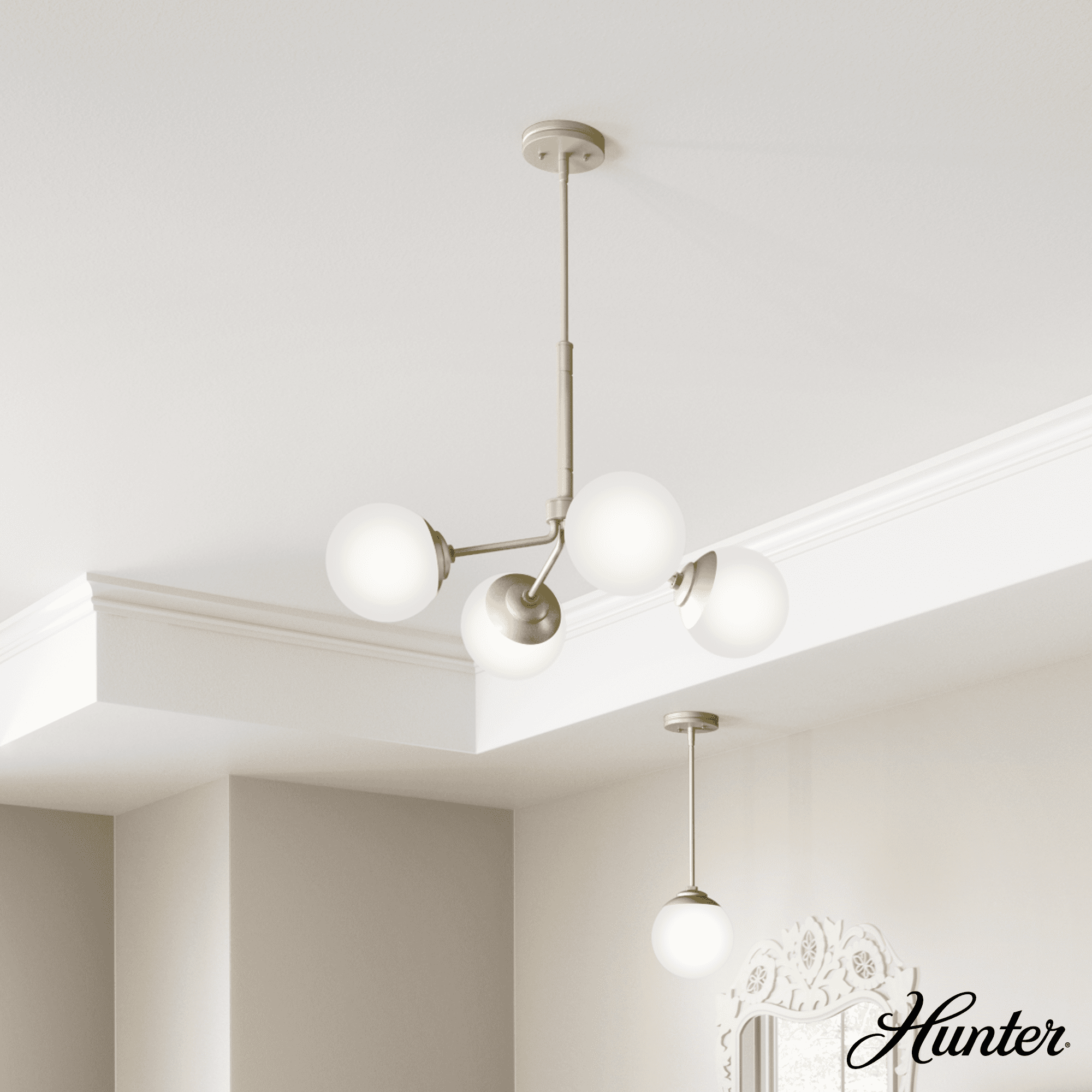 Hepburn 30" Modern Brass Sputnik Sphere Chandelier