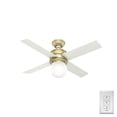 thumbnail image 1 of Hunter 44 inch Indoor Ceiling Fan with LED Light - Ceiling Fan for Bedroom, Living Room, or Kitchen, Standard Mount, Wall Control, 4 Blades, Includes Bulb - Hepburn 52313, Modern Brass, 1 of 13