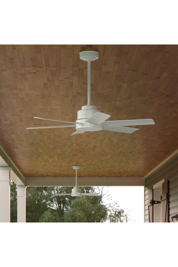 - Kennicott Indoor/Outdoor Ceiling Fan, Wall Control, 44-inch, Fresh White, Casual-style, 3-speed WhisperWind Motor, 59614, for Porches, Bathrooms