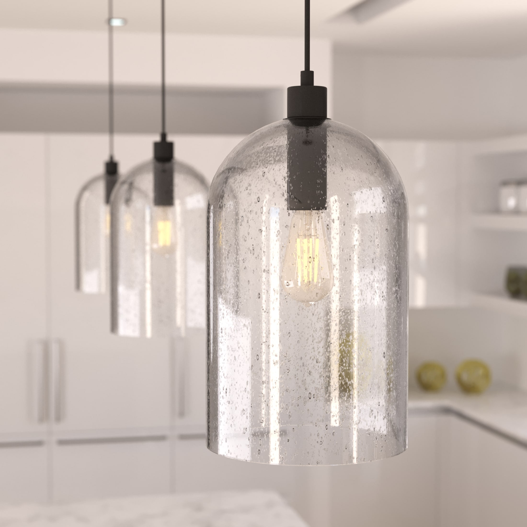 Noble Bronze Seeded Glass LED Pendant Light