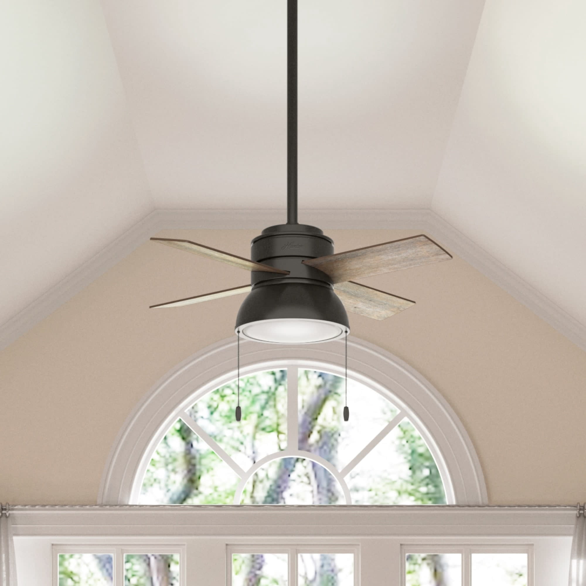 Hunter 36 inch Small Indoor Ceiling Fan with LED Light and Pull Chain - Standard Mount Bronze Ceiling Fan, 4 Blades, For Bedroom, Home Office, or Laundry Room, Quiet - Loki 59387, Noble Bronze