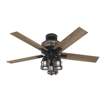 Hunter 52 inch Indoor Ceiling Fan with LED Lights - Black Ceiling Fan with Pull Chain, For Bedroom, Living Room, or Kitchen, Standard Mount, No Remote, 5 Blades - Mt. Vista 50169, Natural Black Iron