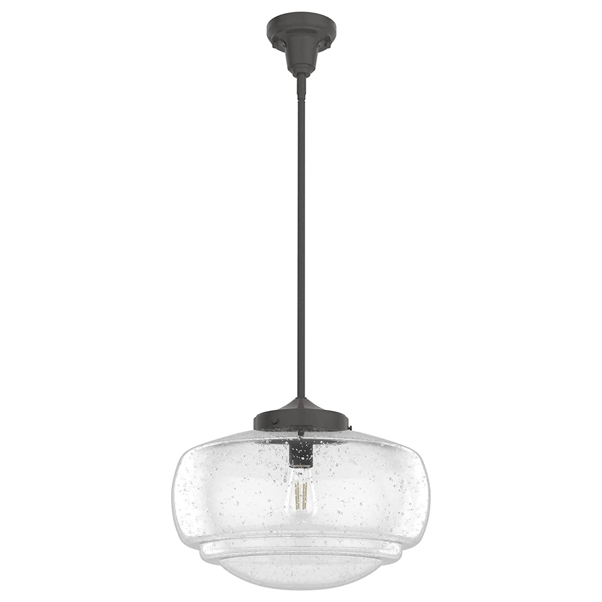 Noble Bronze Seeded Glass Mini Pendant - Transitional Schoolhouse Design