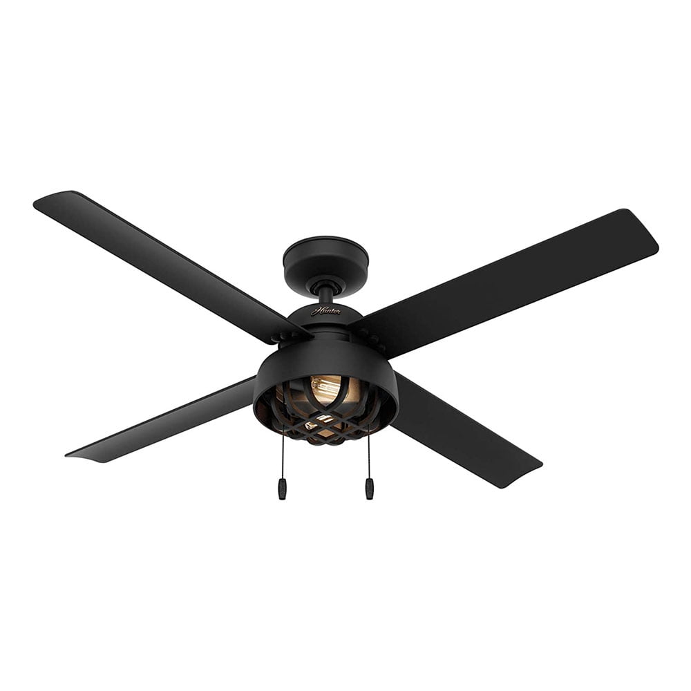 52" Matte Black Indoor/Outdoor Ceiling Fan with LED Light Kit