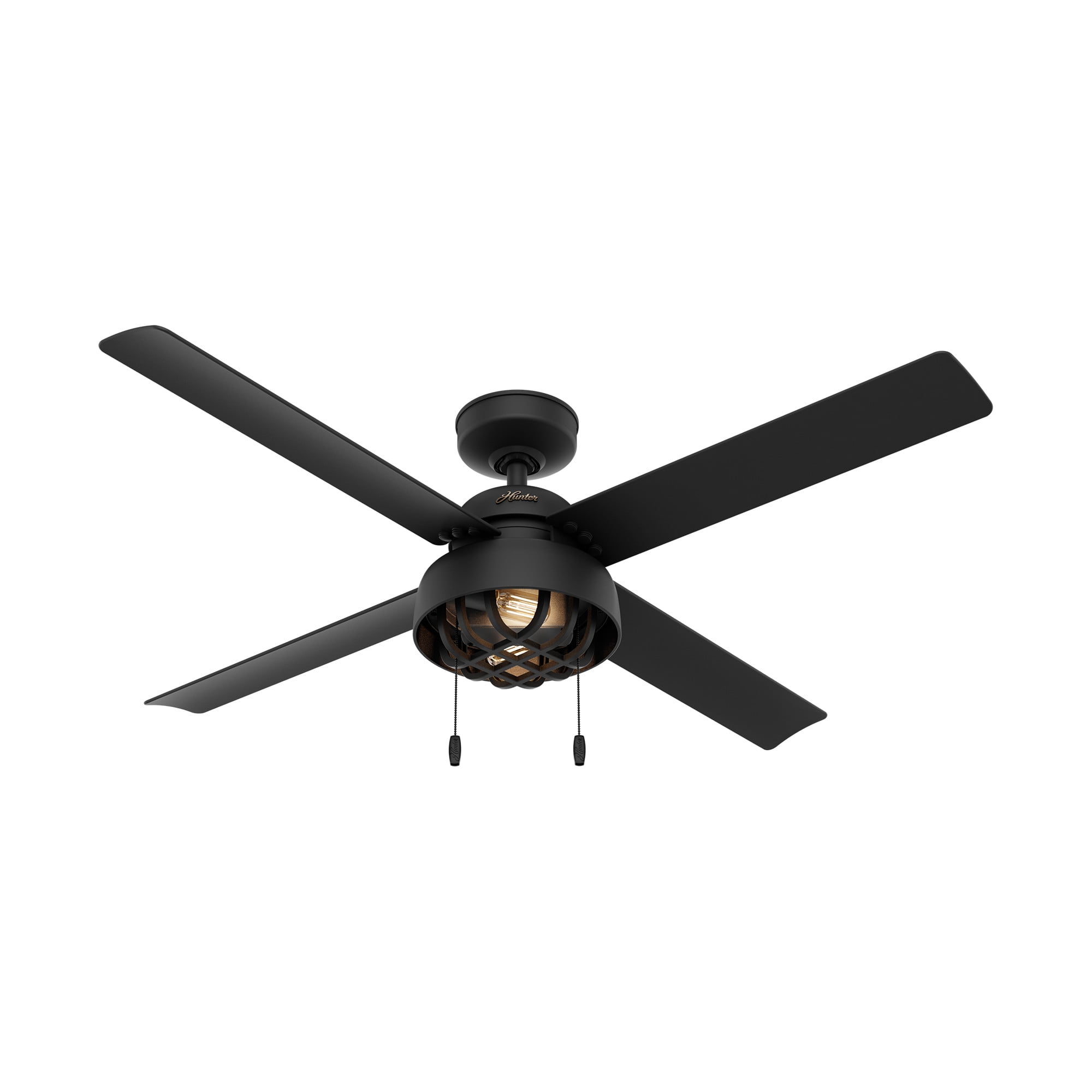 52" Matte Black Indoor/Outdoor Ceiling Fan with LED Light Kit