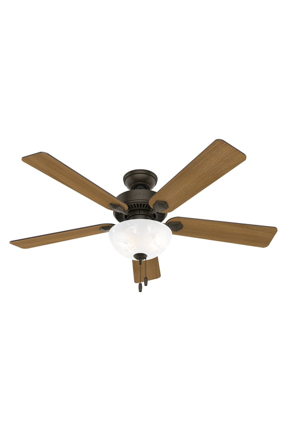 - Swanson Indoor Ceiling Fan With Light, 52-inch, New Bronze, Traditional-style, 3-speed WhisperWind Motor, 50901, for living rooms, bedrooms, home offices, kitchens