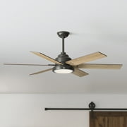 Hunter - Warrant Indoor Ceiling Fan With Light, Wall Control, 60-inch, Noble Bronze, Casual-style, 6-speed, Energy Star, 59461, for living rooms, bedrooms, home offices, kitchens