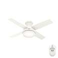 thumbnail image 1 of Hunter 44 inch Outdoor or Indoor Ceiling Fan with LED Light and Remote Control - Low Profile Mount Ceiling Fan, 4 Blades, For Patio, Porch, Garage, or Living Room, Quiet - Dempsey 50399, Fresh White, 1 of 16