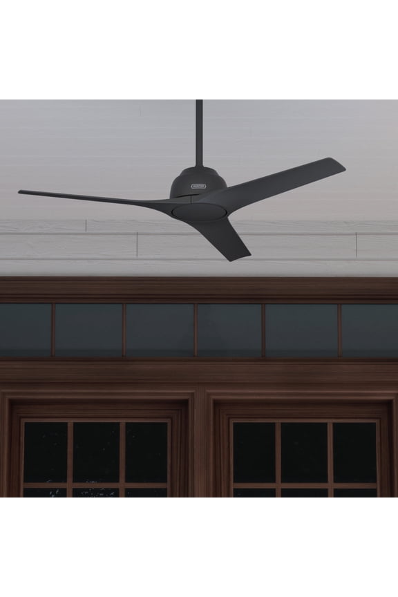 52 inch Outdoor or Indoor Ceiling Fan No Light - Black Ceiling Fan without Light, For Patio, Porch, Garage, or Living Room, Standard Mount, 3 Blades, Wall Control - Gallegos 51583, Matte Black
