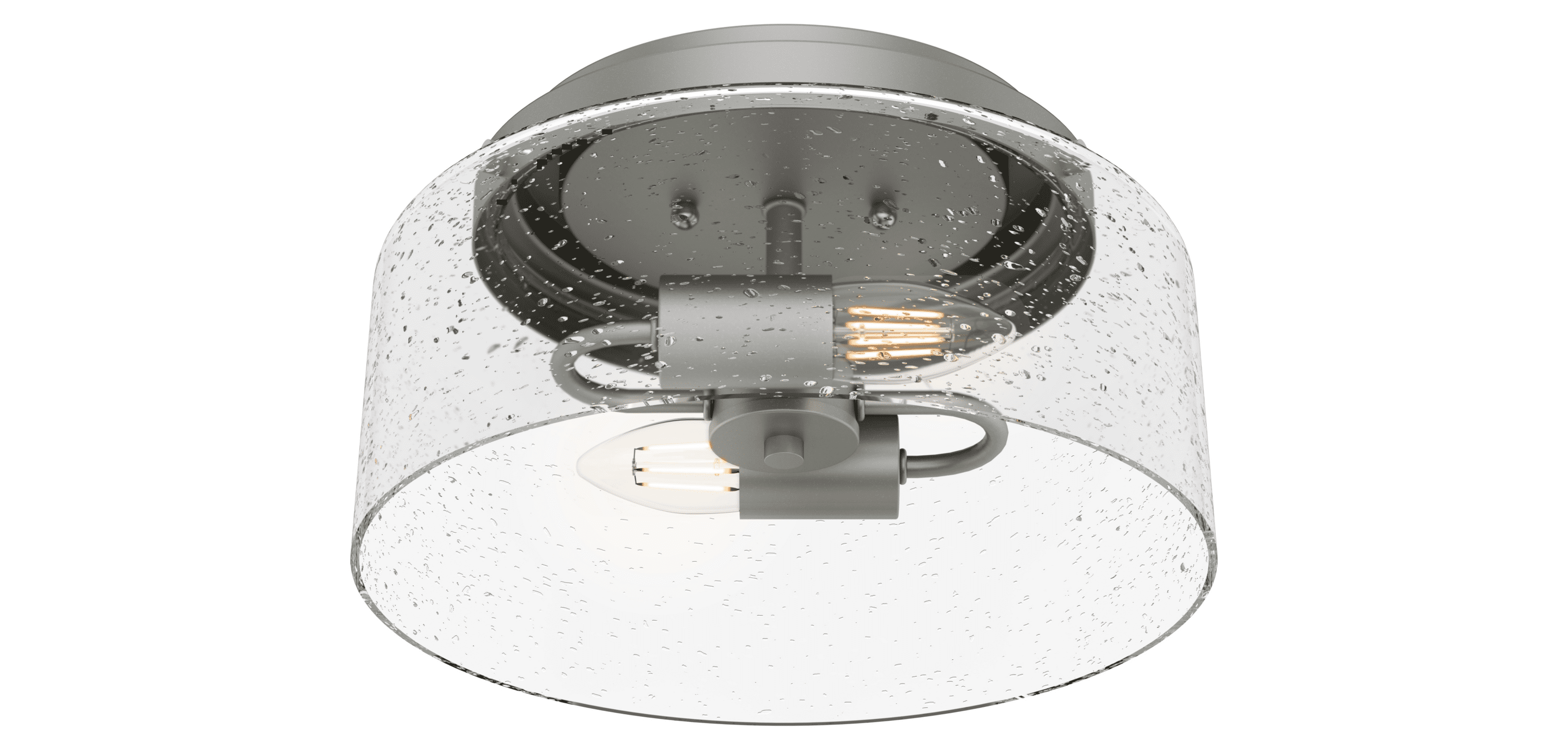 Hartland Classic Seeded Glass 11.5" LED Flush Mount in Matte Silver