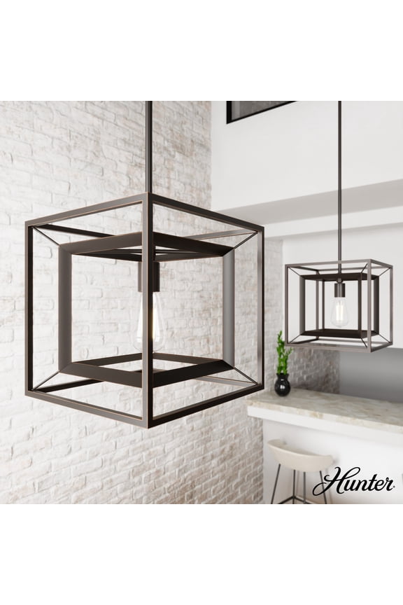 - Doherty 1-light Onyx Bengal, Medium Size Pendant Light, Dimmable, Industrial Style, Square Shaped, for Bedrooms, Dining, Living Rooms - 19407