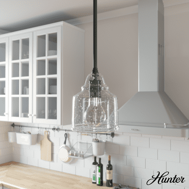 Hunter - Dunshire 1-light Noble Bronze, Mini Pendant Light, Dimmable, Casual Style, Bell Shaped, for Bedrooms, Kitchens, Dining, Living Rooms - 19657