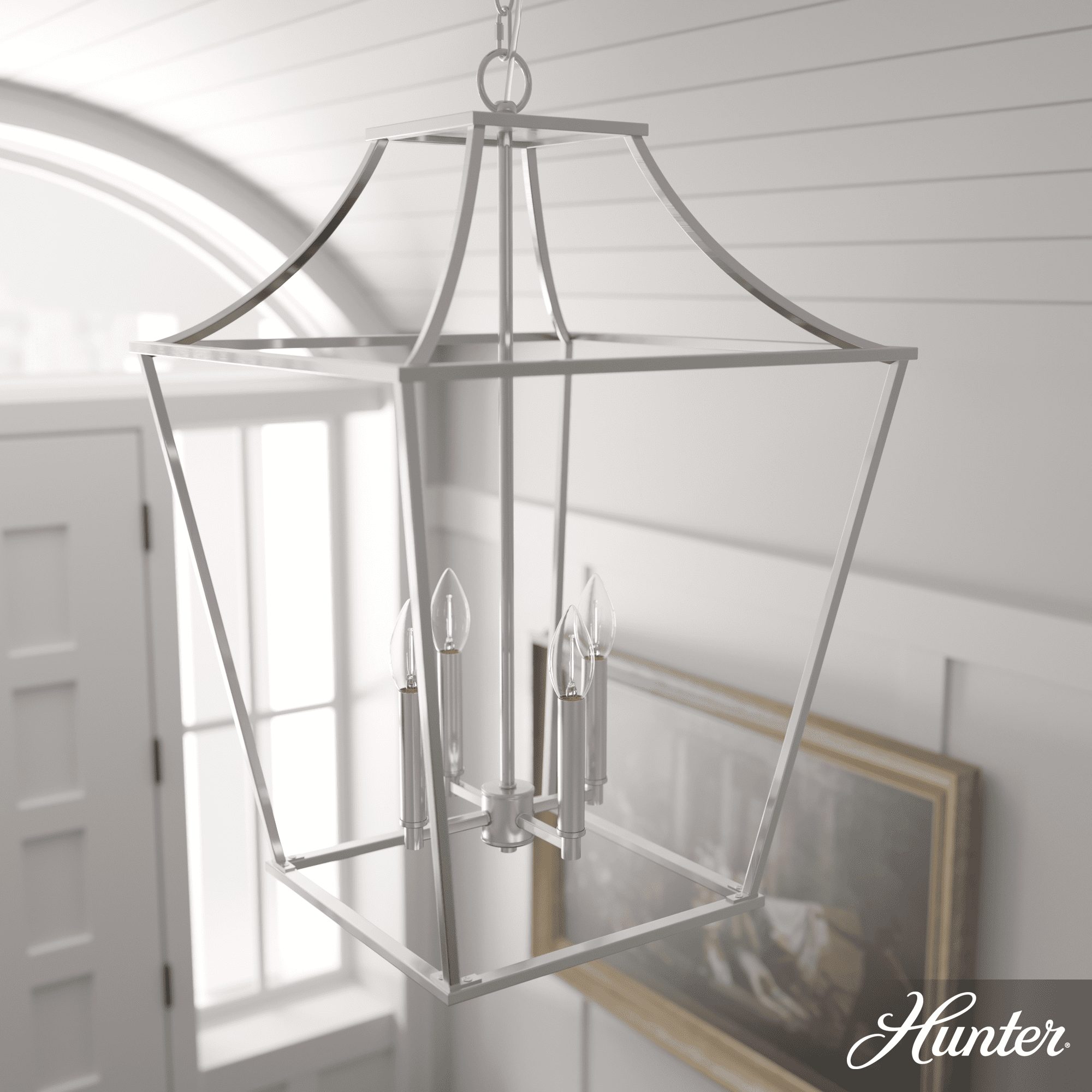 Laurel Ridge Brushed Nickel LED Lantern Pendant Light, 18.5"