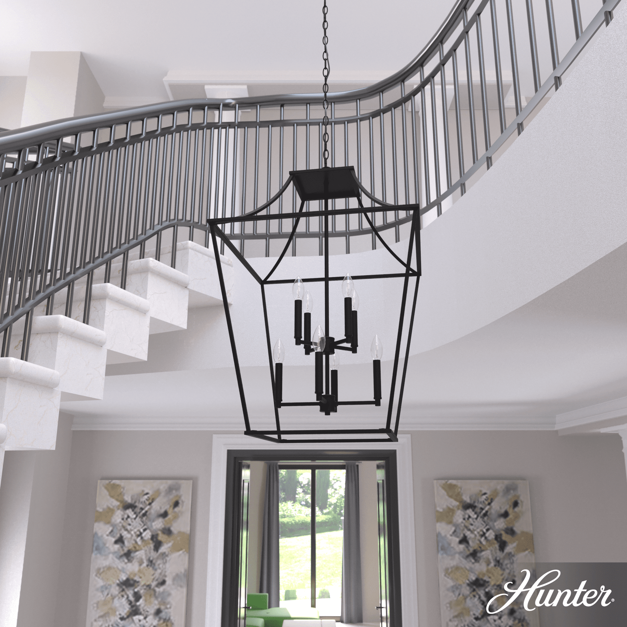 Laurel Ridge Natural Iron 8-Light LED Indoor/Outdoor Lantern Pendant