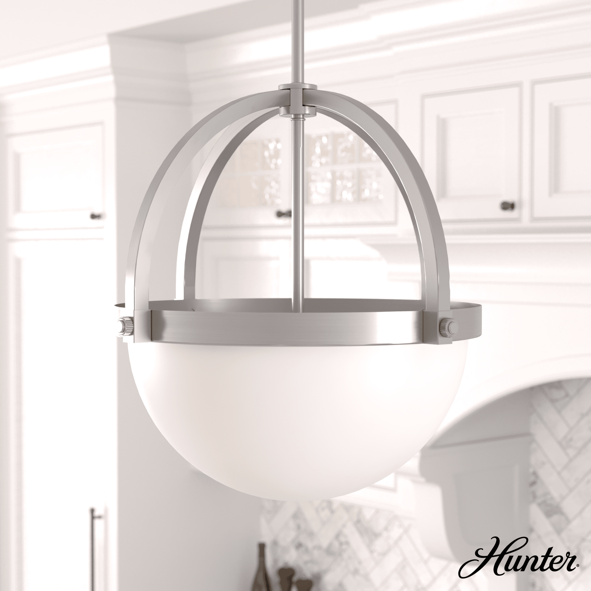 Wedgefield 16'' Brushed Nickel Globe Pendant with LED and Glass