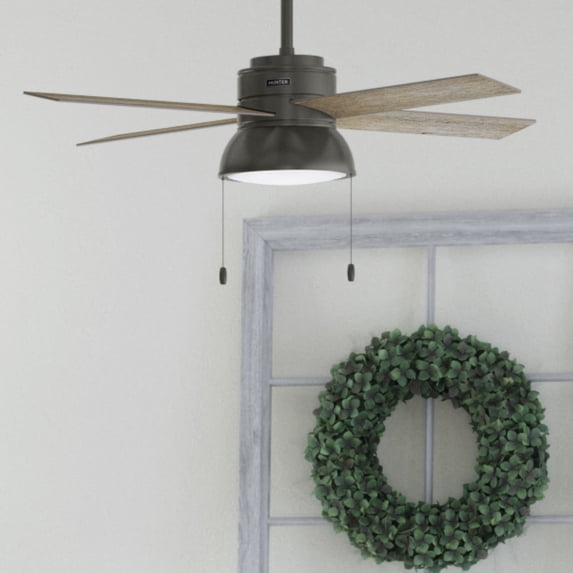 Hunter 52 inch Indoor Ceiling Fan with LED Light and Pull Chain - Standard Mount Ceiling Fan, 4 Blades, For Bedroom, Living Room, or Kitchen, Quiet - Loki 54152, Noble Bronze