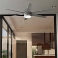 thumbnail image 1 of Hunter 60 inch Outdoor or Indoor Ceiling Fan with LED Light - Ceiling Fan with Wall Control, For Patio, Garage, or Porch, Quiet, Standard Mount, 6 Blades - Skysail 51876, Matte Silver, 1 of 18