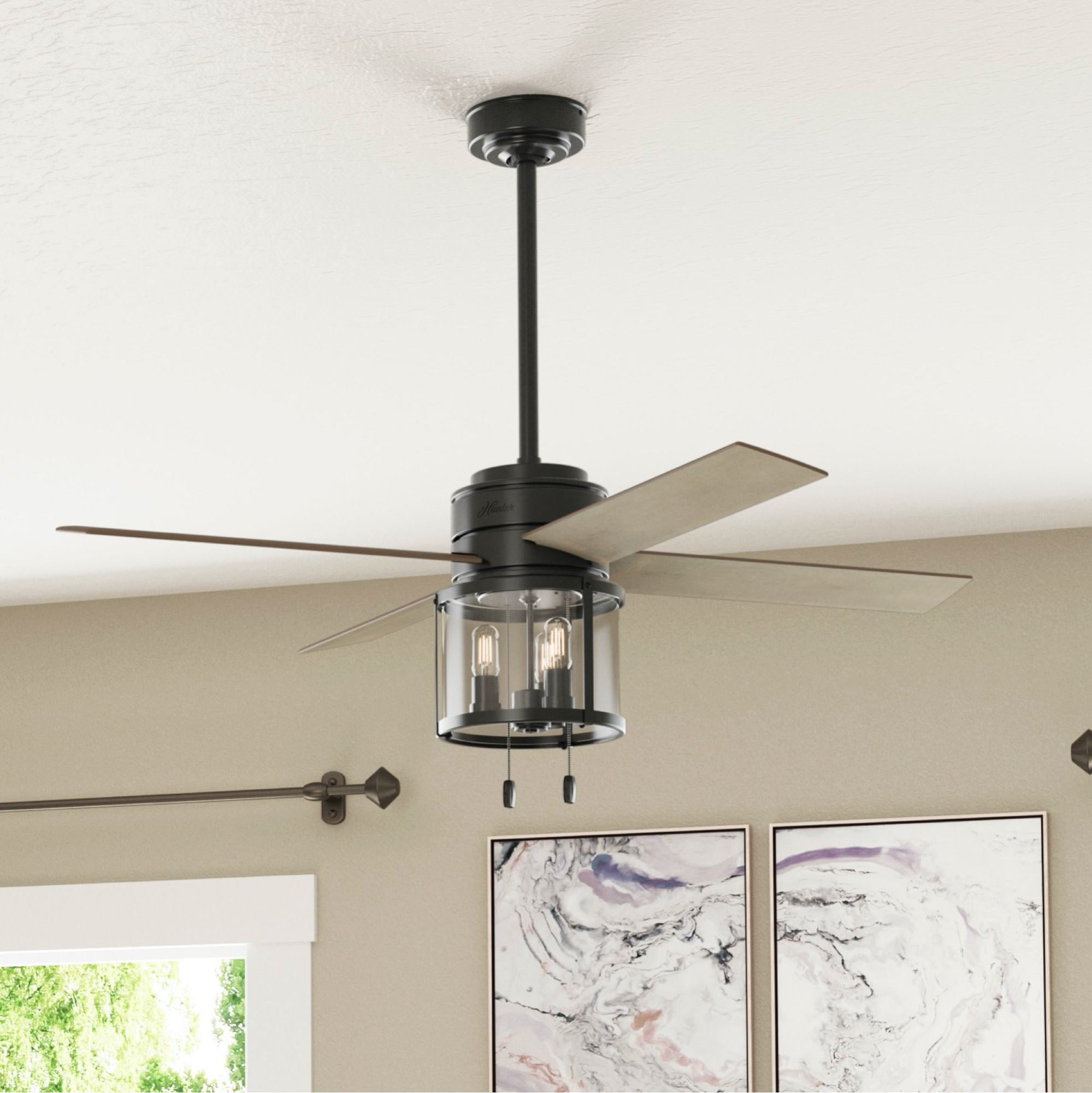 Astwood Matte Black 52" LED Ceiling Fan with Rounded Cage Design