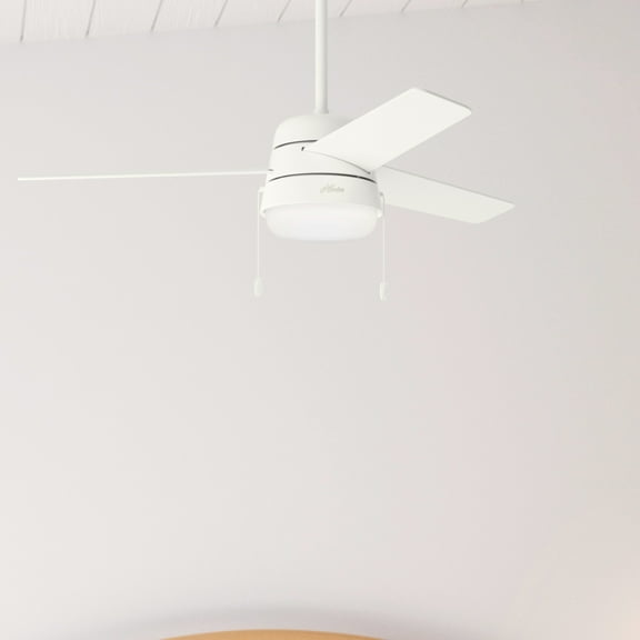 Hunter - Aker Indoor Ceiling Fan With Light, 52-inch, Fresh White, Modern-style, 3-speed WhisperWind Motor, 50378, for Living Rooms, Bedrooms