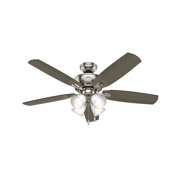 Hunter - Amberlin Indoor Ceiling Fan With Light, 52-inch, Brushed Nickel, Casual-style, 3-speed WhisperWind Motor, 53216, for Living Rooms, Bedrooms