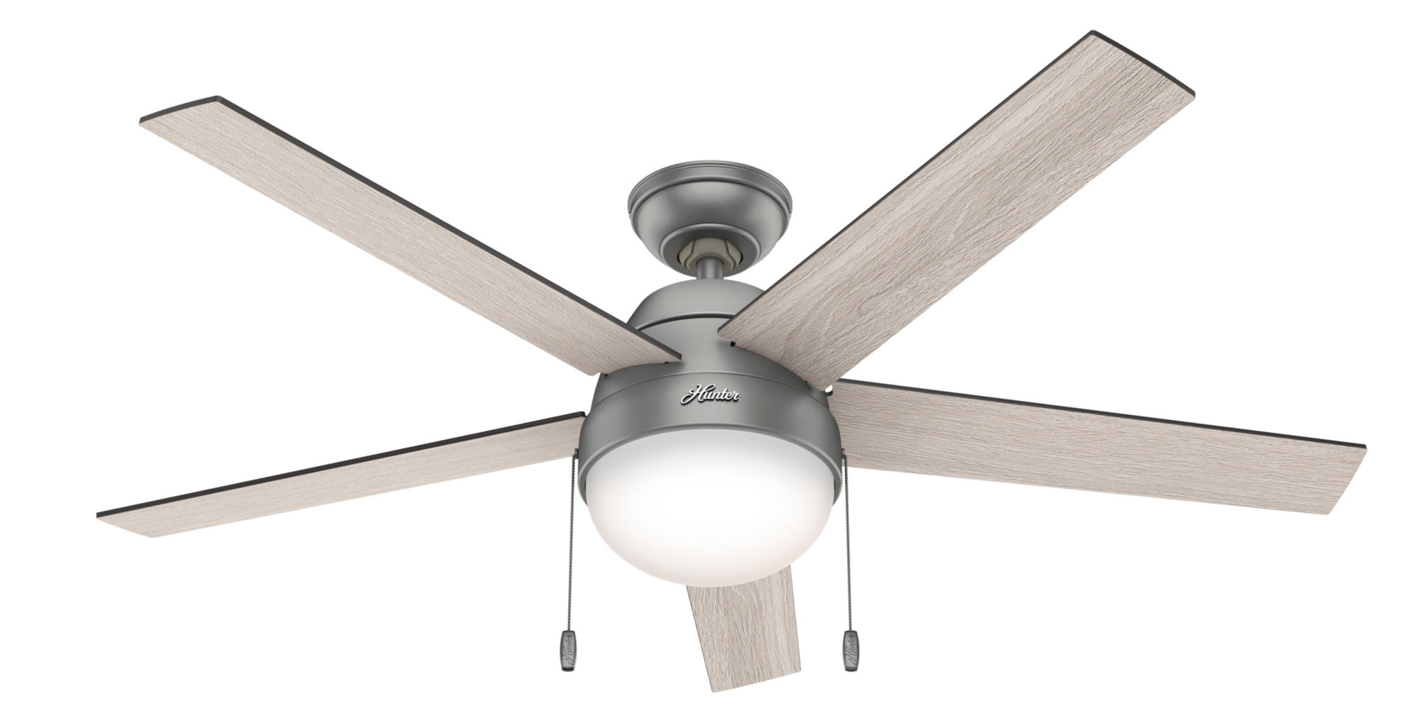 Anslee 52" Matte Silver Low Profile Ceiling Fan with LED Light