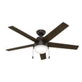 thumbnail image 1 of Hunter 52 inch Indoor Ceiling Fan with LED Light - Bronze Ceiling Fan with Pull Chain, For Bedroom, Living Room, or Kitchen, Standard Mount, No Remote, 5 Blades - Anslee 50232, Premier Bronze, 1 of 11
