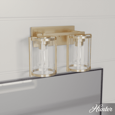Hunter - Astwood 2-light Alturas Gold, Medium Size Vanity Light, Dimmable, Caged Style, for Bedrooms, Kitchens, Dining, Living Rooms - 48001