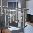 thumbnail image 1 of Hunter - Astwood 4-light Brushed Nickel, Medium Size Chandelier, Dimmable, Caged Style, Drum Shaped, for Bedrooms, Dining, Living Rooms - 19134, 1 of 9