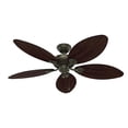 thumbnail image 1 of Hunter 54 inch Outdoor or Indoor Ceiling Fan No Light - Ceiling Fan without Light, For Patio, Porch, Garage, or Living Room, Standard Mount, 5 Blades, Pull Chain - Bayview 50473, Provencal Gold, 1 of 10
