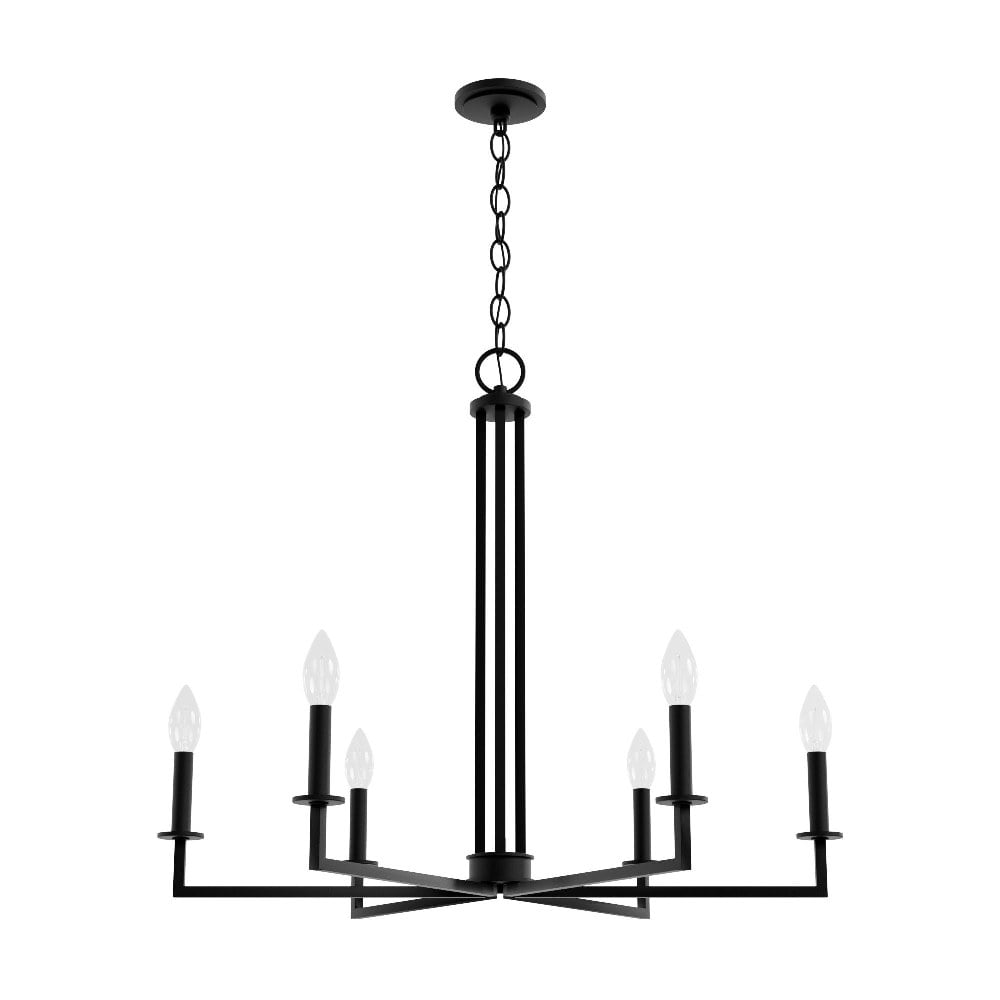 Hunter Bearden 30" Black Aluminum 6-Light Candle Chandelier