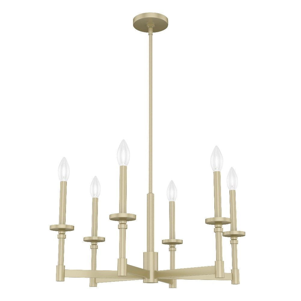 Briargrove 27" Modern Brass 6-Light Candle Chandelier