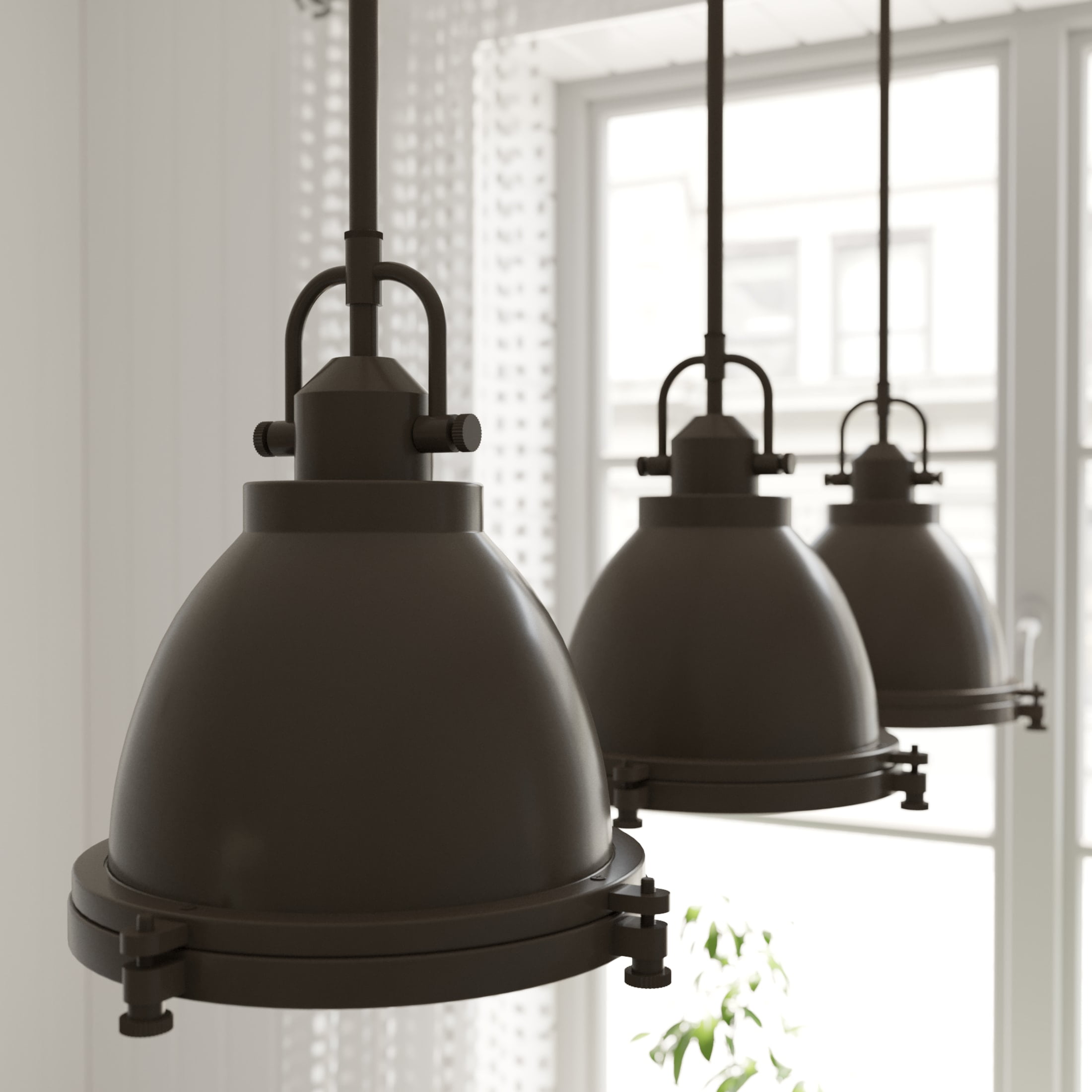 Bridgemoor Noble Bronze Dome Pendant with Clear Holophane Glass