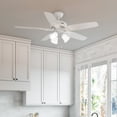 thumbnail image 1 of Hunter 52 inch Indoor Ceiling Fan with LED Lights - White Ceiling Fan with Pull Chain, For Bedroom or Living Room, Standard Mount, No Remote, 5 Blades, Includes Bulbs - Builder 52730, Fresh White, 1 of 17